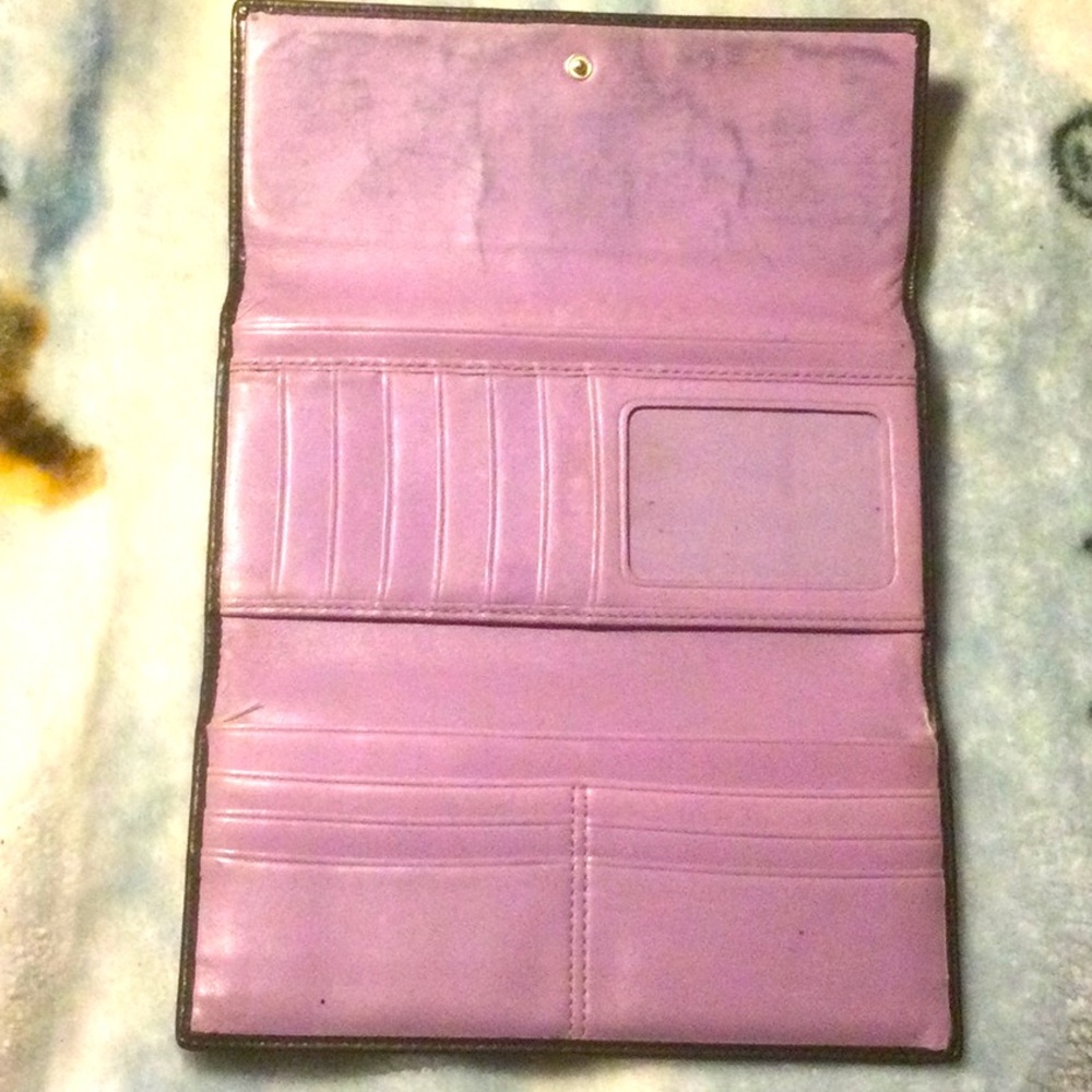 Black Coach Trifold Wallet with Checkbook Cover 13 credit card slots